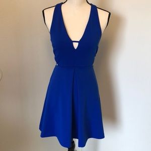 Express Dress Blue Deep V Neck Cocktail Dress
